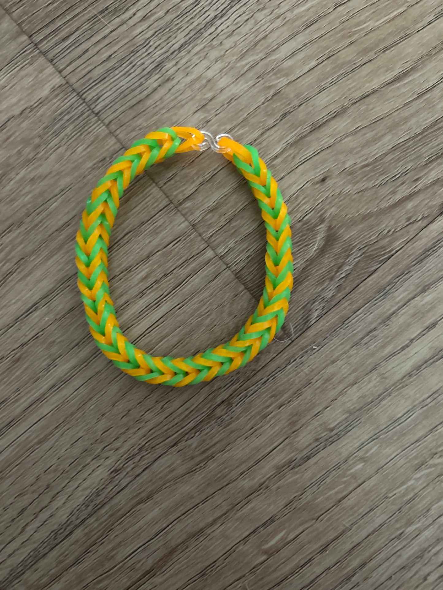 Orange and green rubber bands bracelet