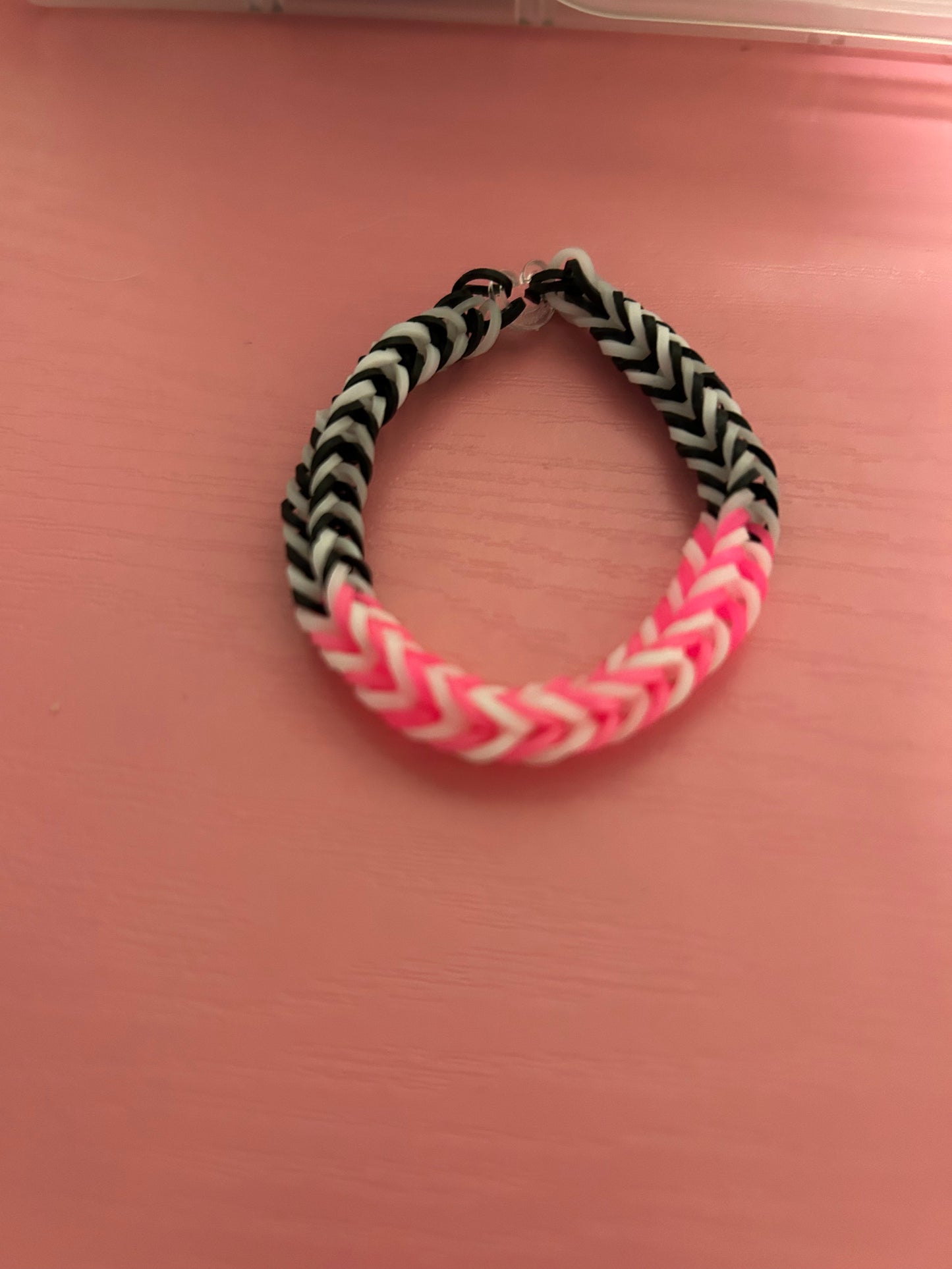Black&white,pink rubber band bracelet