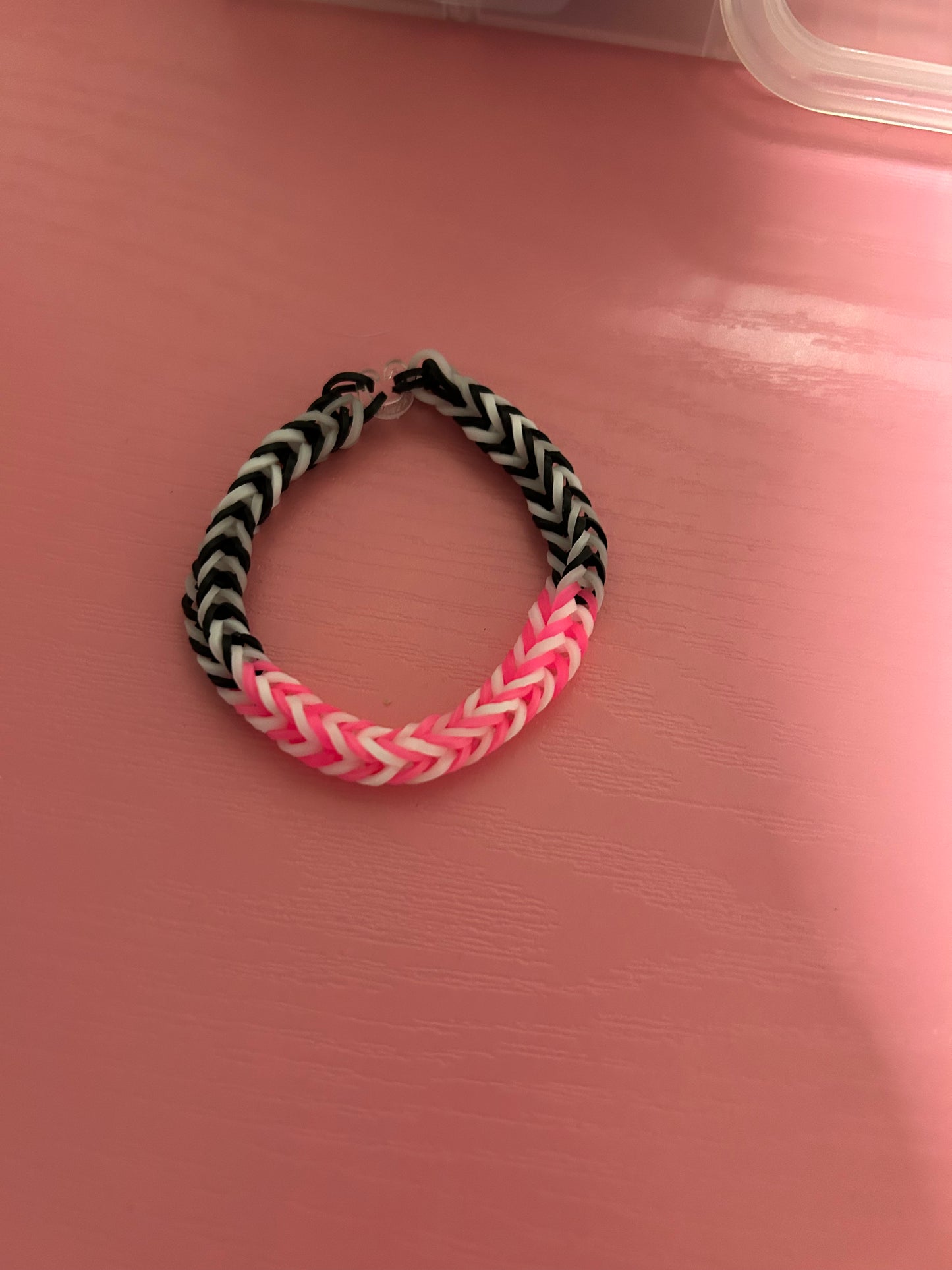 Black&white,pink rubber band bracelet