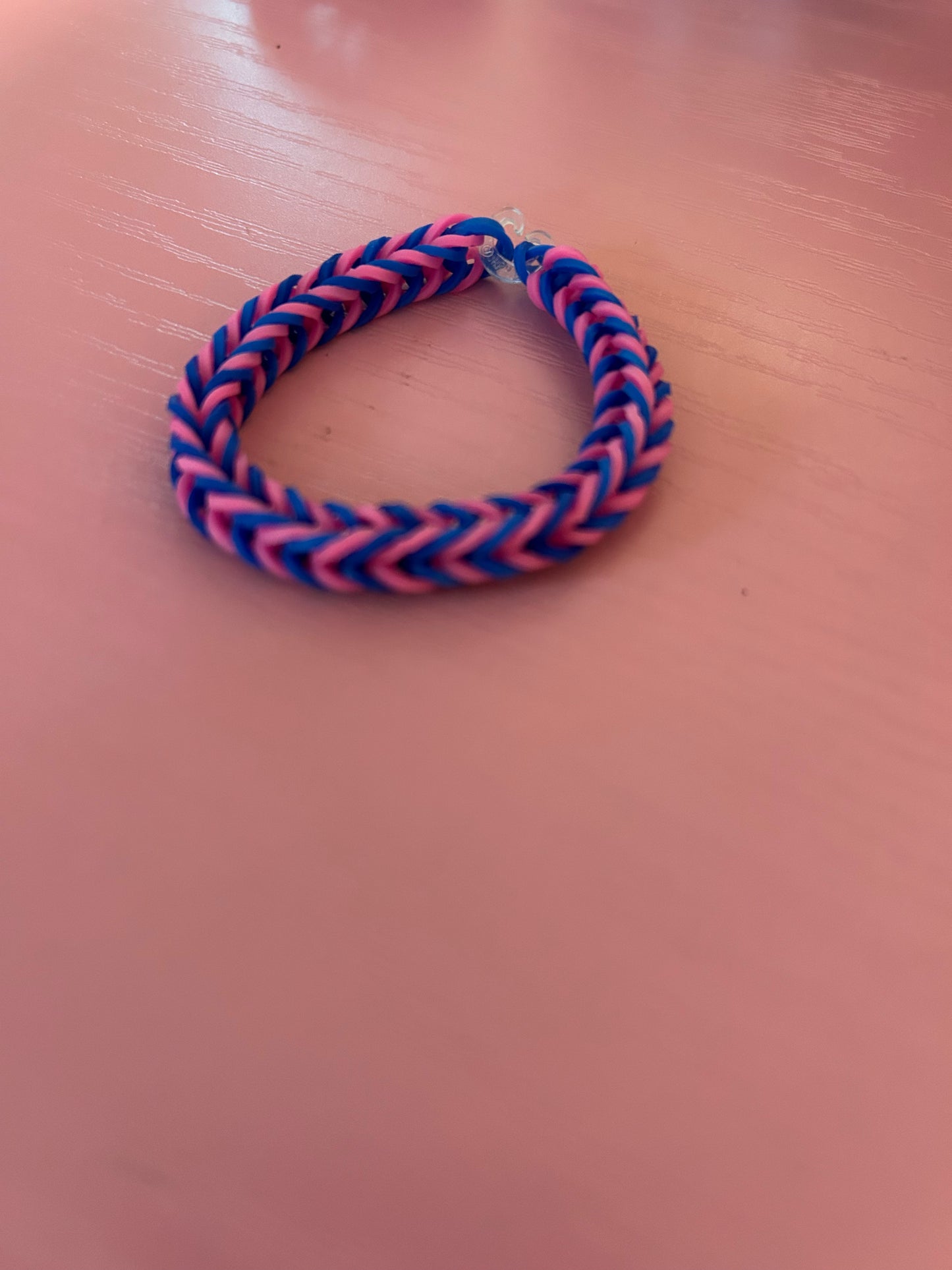 Blue and pink rubber bands bracelets