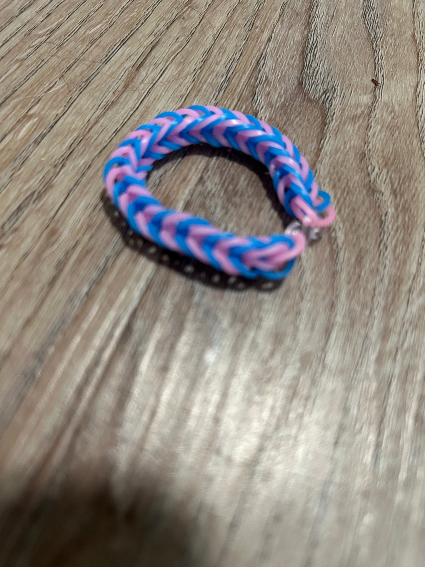 Light pink and blue rubber band bracelets