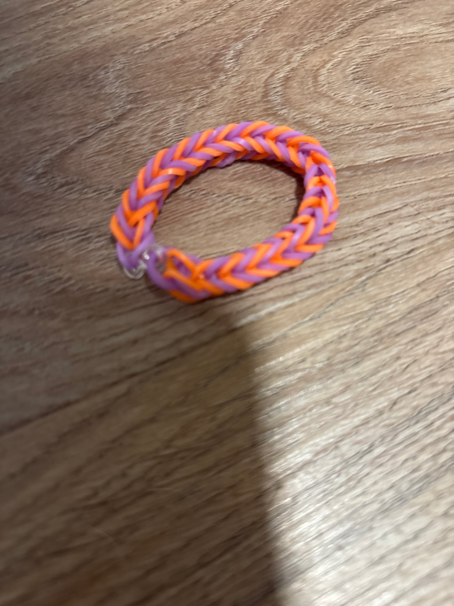 Purple and orange rubber band bracelets