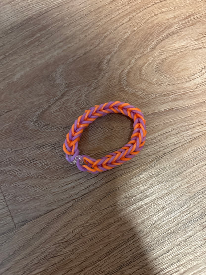 Purple and orange rubber band bracelets