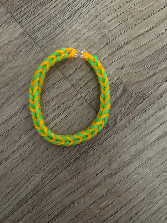 Orange and green rubber bands bracelet