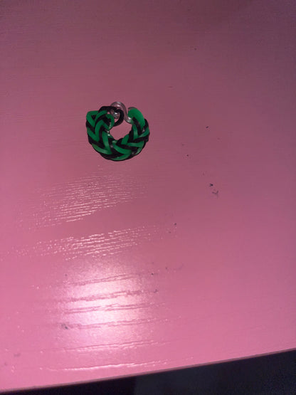Green and black rubber band rings