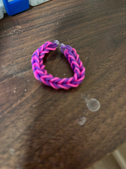 Hot pink and purple rubber band bracelets