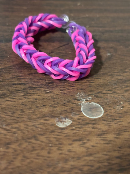 Hot pink and purple rubber band bracelets