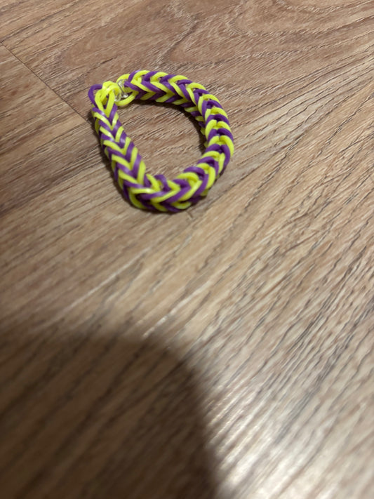 Yellow and purple rubber bands bracelets