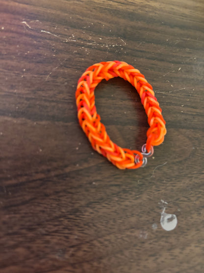 Red and orange rubber band bracelets