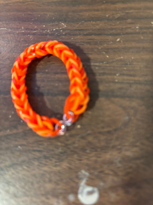 Red and orange rubber band bracelets