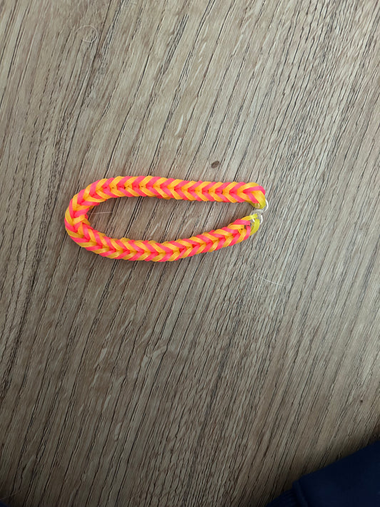 Hot pink and yellow rubber bands bracelet