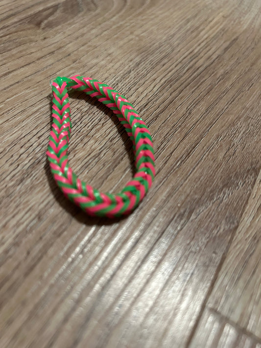 Green and pink rubber bands bracelets