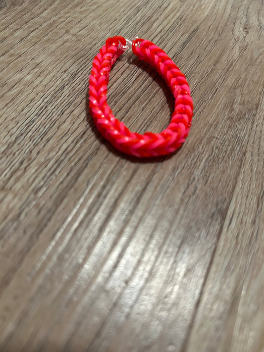 Red and hot pink rubber bands bracelets