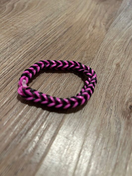 Pink and black rubber band bracelets