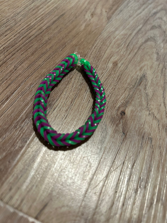 Green and purple Rubber band bracelets