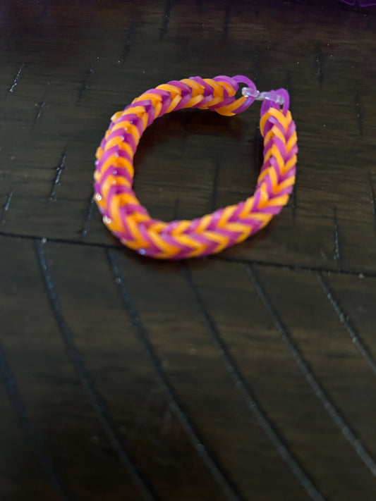 Purple and orange rubber band bracelets