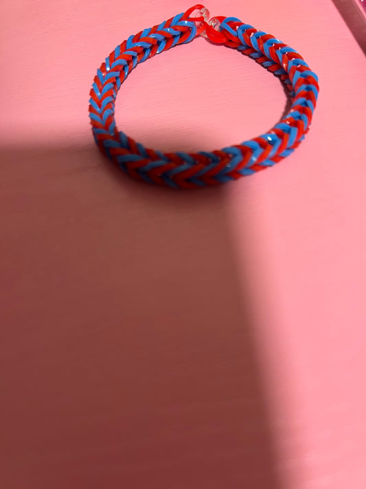 Red and Blue rubber band bracelets