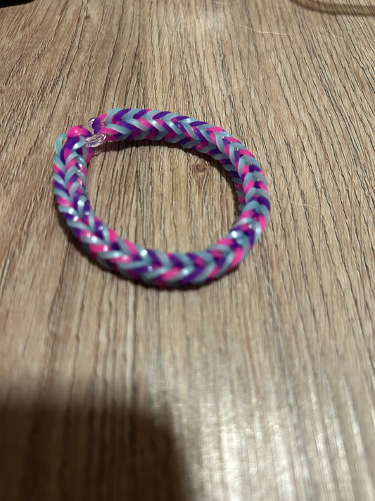 Pink/purple swirl rubber bands bracelets